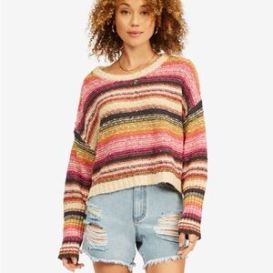 ☀️Billabong Easy Going Striped Cropped Sweater 🌊